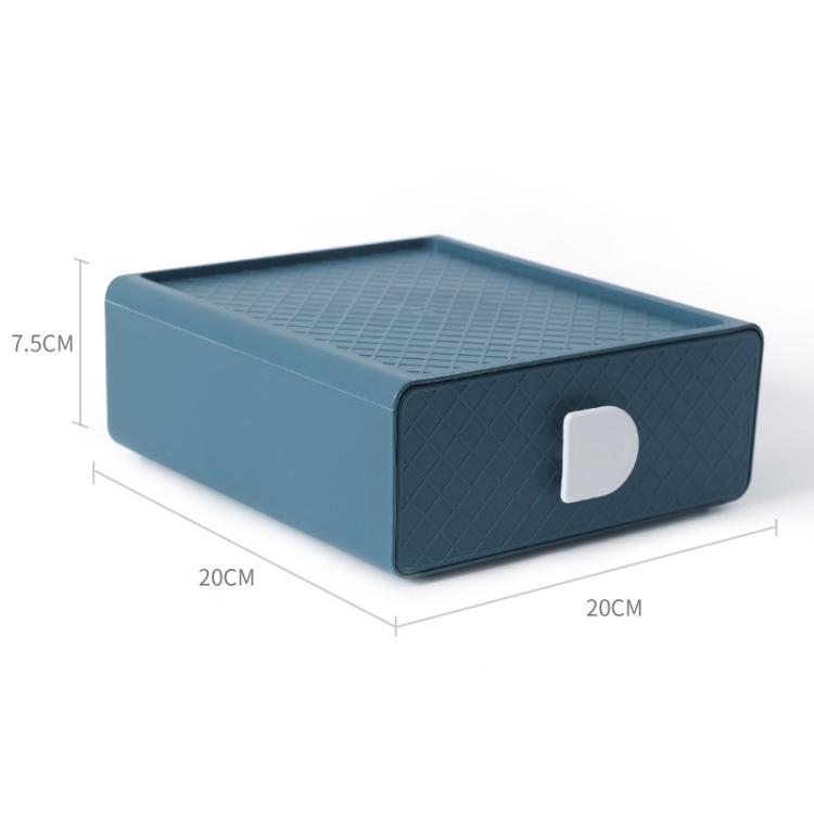 Rectangular plastic drawer organizer box with lid, vented top, and front cutout handle
