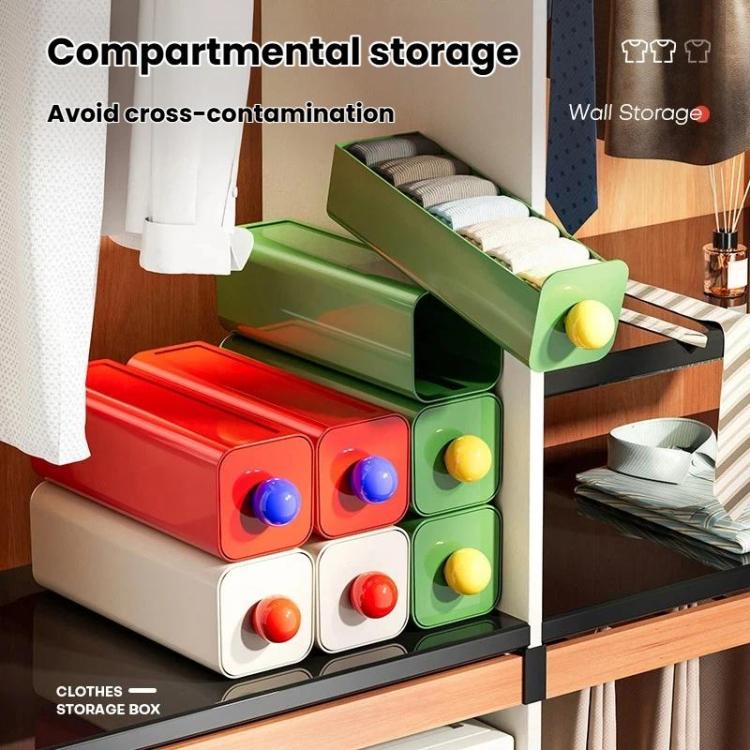 Wall-Mounted Underwear & Socks Organizer For Bedroom Desktop Large Capacity Stackable Storage Box