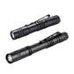 Pair of black mini handheld LED flashlights with pocket-clip style attachment