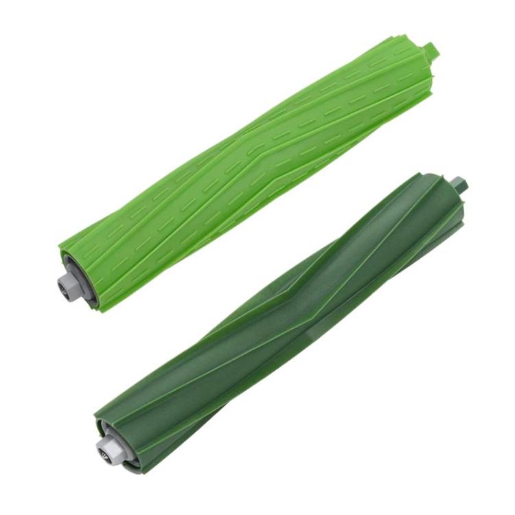 Green and dark-green roller brush pair with gray end caps