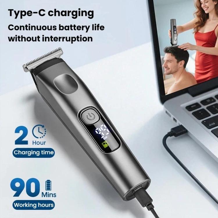 Electric clipper with Type-C charging cable connection and LED power display window
