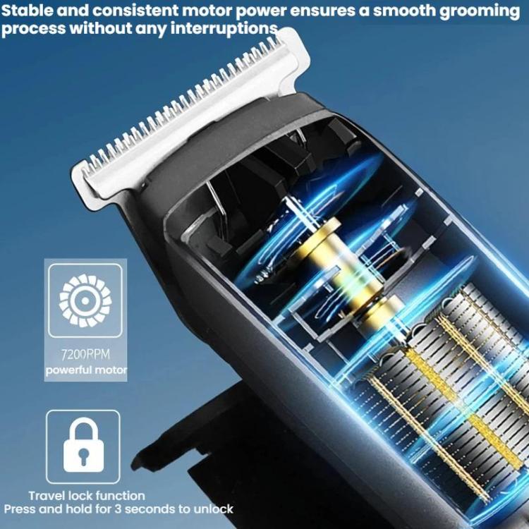 Open electric clipper showing internal motor and rotating blade cartridge