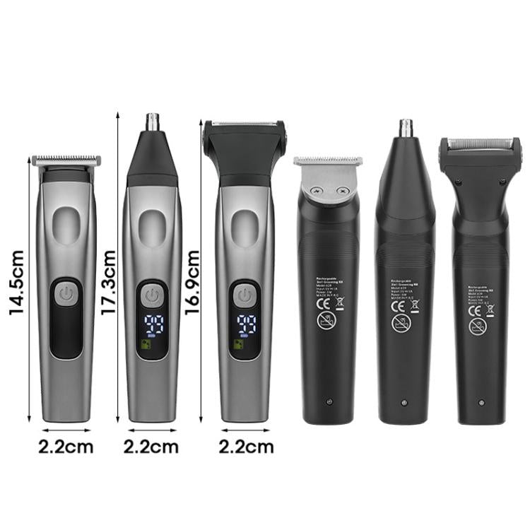 Multi-head electric clipper set lineup with different blade attachments and sizes
