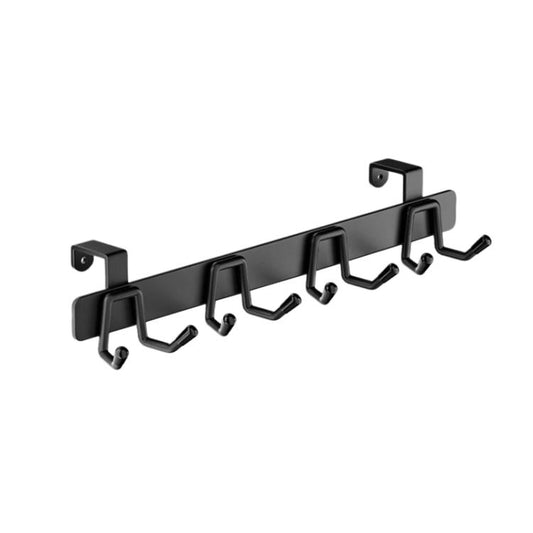 Over-the-Door Stainless Steel Hook Rack No Drill Multi-Hooks for Cabinet/Closet Door, Single Black, Single White, Double Black, Double White