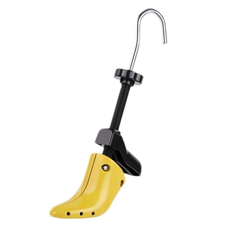 Adjustable shoe stretcher with yellow expander insert and chrome U-shaped handle