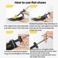 Adjustable shoe stretcher for flats with yellow insert and chrome handle for widening