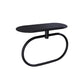 Black stainless steel towel ring with oval top shelf, wall-mounted.
