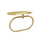 Gold stainless steel towel ring with oval top shelf, wall-mounted.