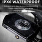 Black IPX6 waterproof bike light with clear front lens and mounting bracket