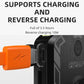 Orange charging connector plugged into black bike light for reverse charging