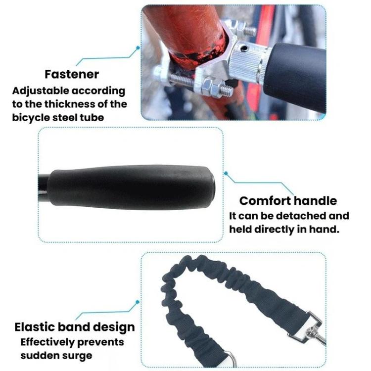 Bike clamp and comfort handlebar mount with detachable elastic bungee dog leash