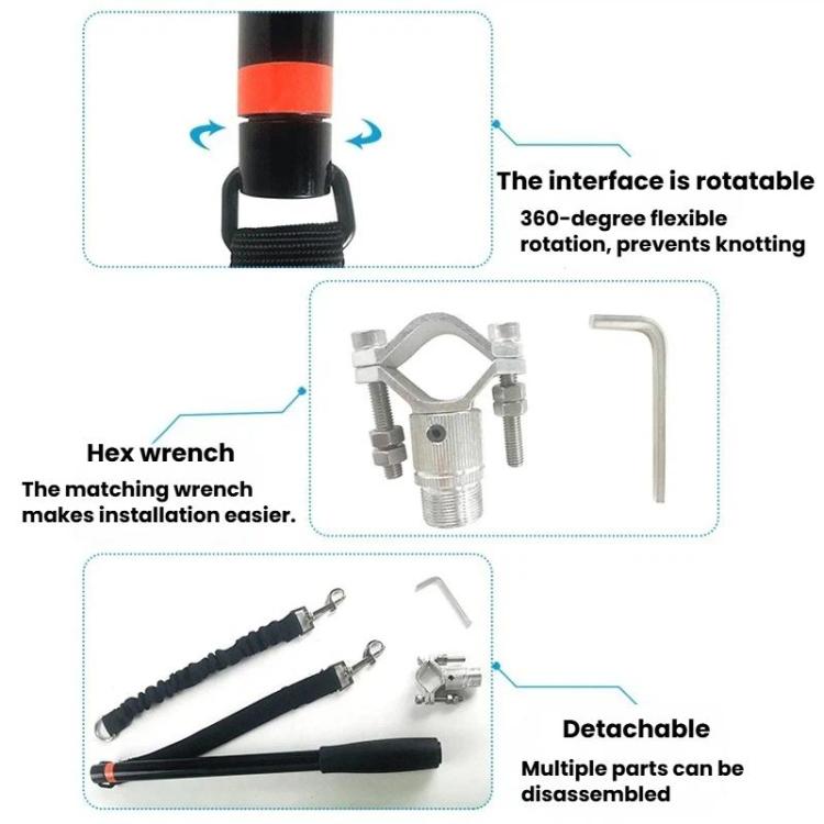 360-degree rotatable bicycle mount with detachable elastic dog leash and hex wrench