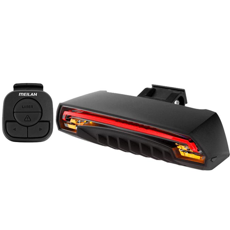 Bicycle laser tail light with black remote controller, red LED turn signal strip