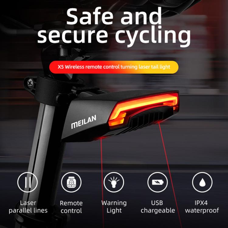 Cycling laser tail light with red LED turn signal and angled rear light bar