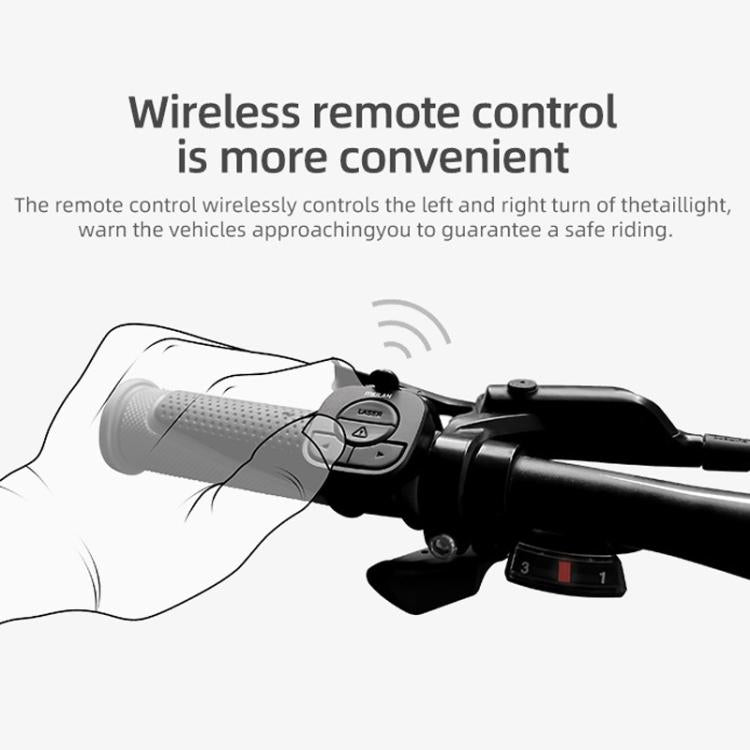 Wireless remote control for bicycle tail light, black button panel on handlebar
