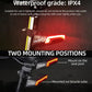Waterproof bicycle tail light with two mounting positions on seat post or frame tube