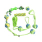 Cotton rope dog toy set with green braided ropes and blue knot ball toys