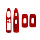 Set of 4 red carbon-fiber door lift panel stickers with cutouts and adhesive backing