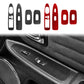 Door lift panel sticker set in black and red carbon-fiber with multiple cutouts
