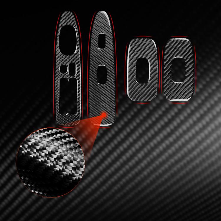 Black and red carbon-fiber door lift panel stickers set with glossy finish and cutouts