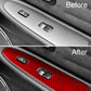 Red carbon-fiber door lift panel sticker installed along the inner door handle area