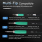 Multi-tip compatible soldering iron set with three metal tips on green handles