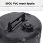 Close-up of black water-filled bucket top with cap and threaded fill valve