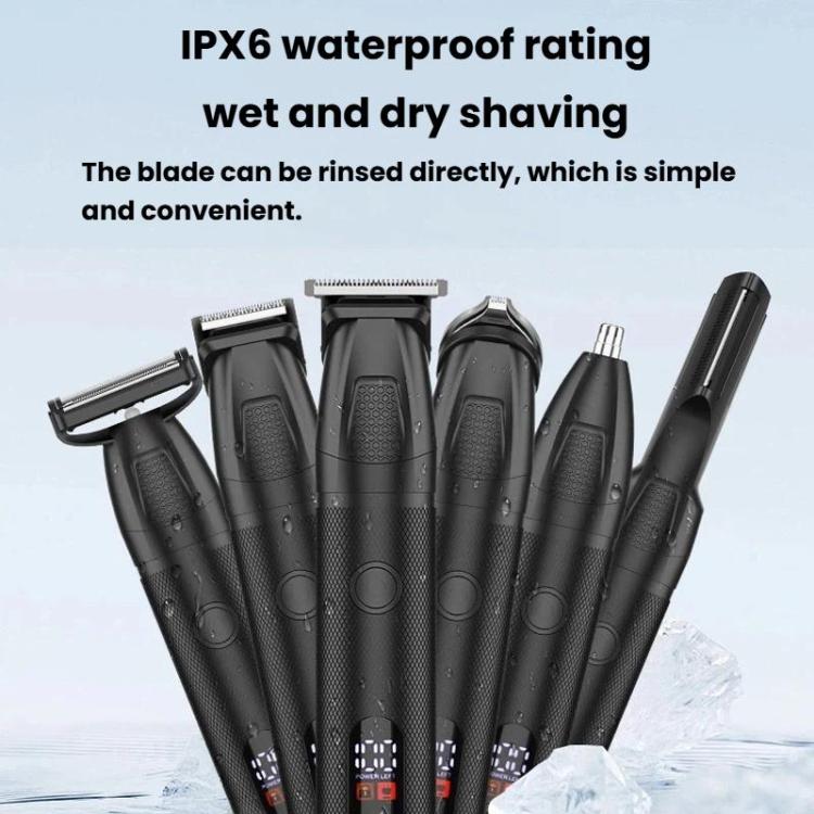 Black waterproof electric clipper with several trimmer attachment heads