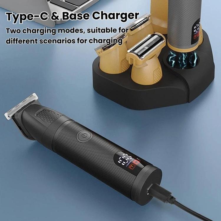 Black and gold electric hair clipper charging base with Type-C cable