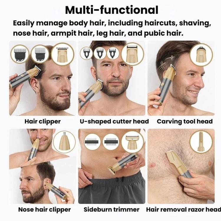 Multifunction grooming trimmer set with clipper and multiple replacement heads