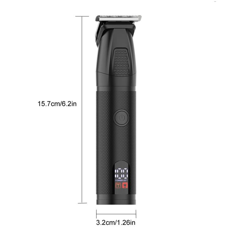 Black multifunction electric hair clipper with digital display and adjustable blade head