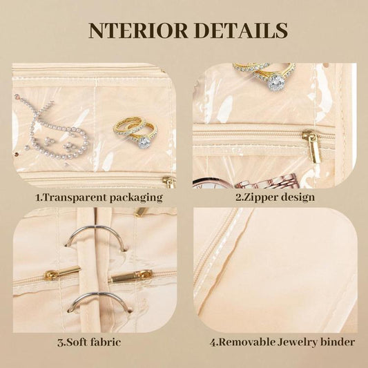 Jewelry Carry Case with 5 Clear Zipper Pages Ring Earring Necklace Organizer