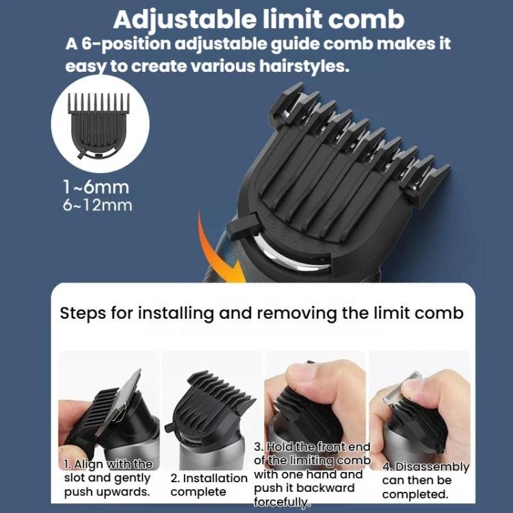 Adjustable limit guide comb with multiple clip-on length positions
