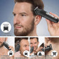 Black trimmer used on beard and skin with multiple cutter head attachments