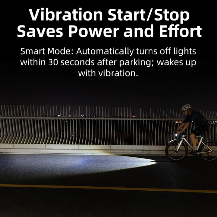 Bike headlight on bicycle with auto power-off behavior shown
