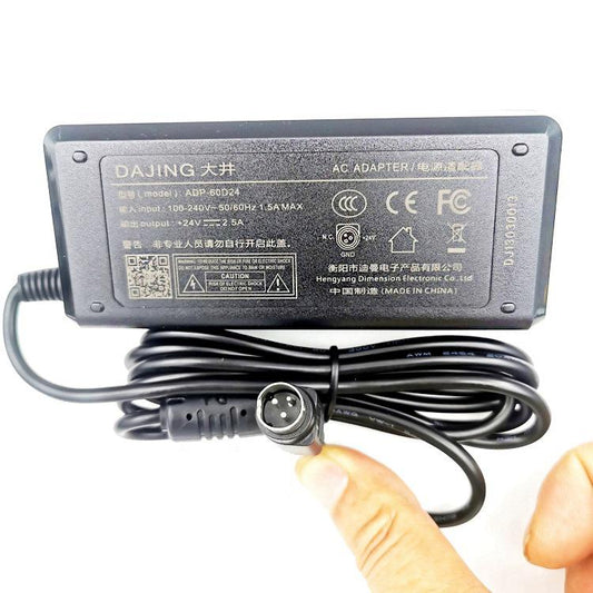 DAJING ADP-60D24 Label Printer Power Adapter 24V 2.5A, 3 Pin, 5.5x2.5mm