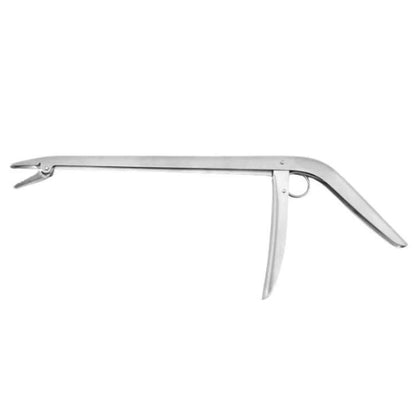 Stainless steel fishing pliers with long needle nose and spring latch