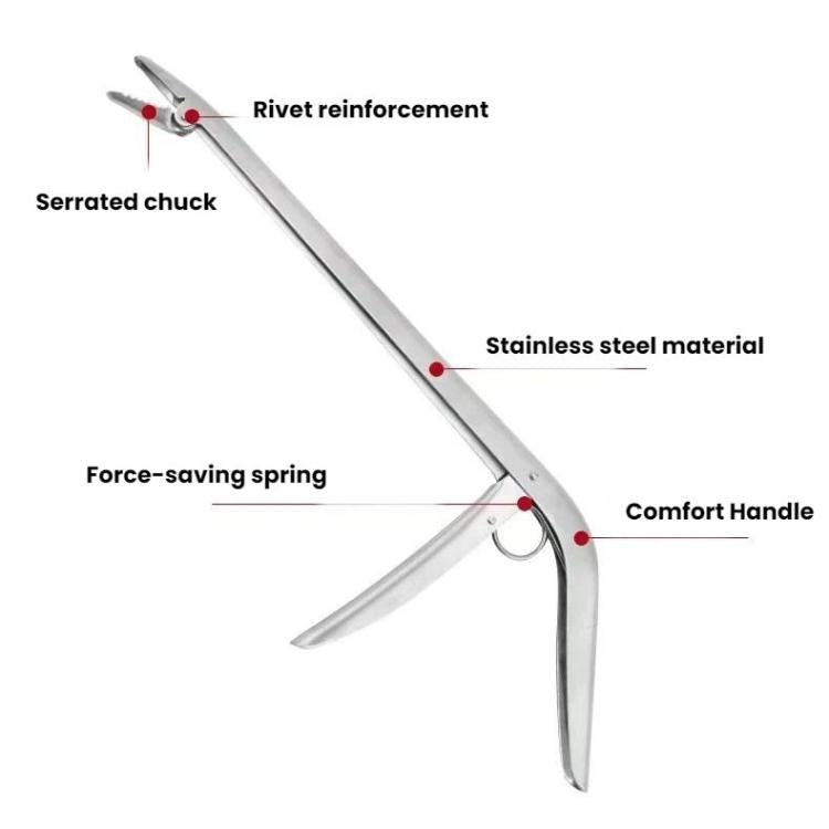 Stainless steel fishing pliers with serrated chuck and comfort handle