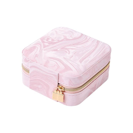 Portable Travel Jewelry Organizer Pouch with Water Ripple Velvet Leather Texture for Earrings, Necklaces, Rings and Accessories