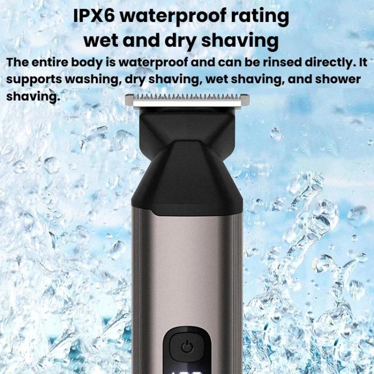 Cordless electric trimmer with black body and grooming head, featuring a single power button