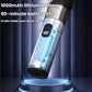 Cordless electric trimmer with LCD showing battery level and power button on dark body