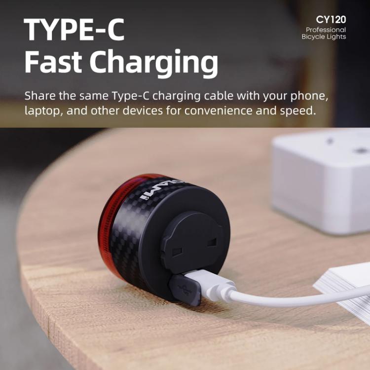Bicycle rear light charging via Type-C cable