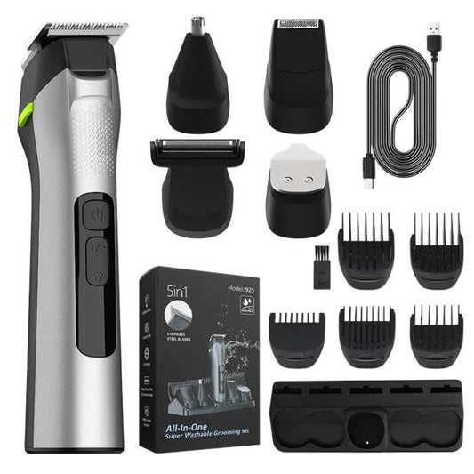 5 In 1 Multifunctional Electric Hair Clipper With LED Light IPX6 Waterproof Hair Trimmer & Nose Trimmer, With LED Light