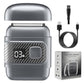 Silver reciprocating electric shaver with LCD screen and charging cable set