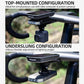 Bike light with top-mounted and under-slung brackets for adjustable lighting angle