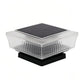Square solar LED pillar light with clear ribbed diffuser and dark solar panel