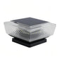 Solar LED pillar light with clear ribbed diffuser and warm LEDs glowing through prism