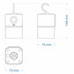 Hanging sensor night light with hook and circular button; side view with dimensions