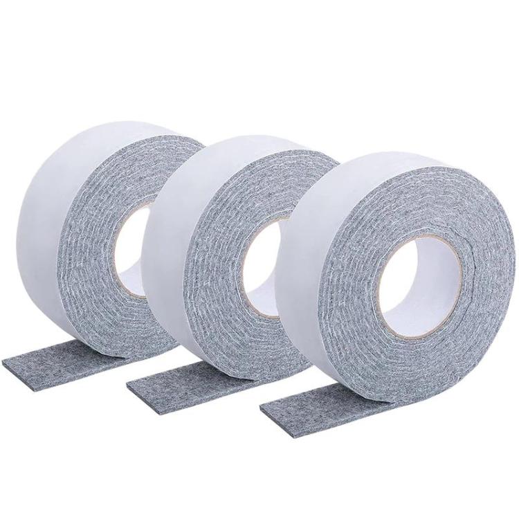 Gray felt anti-condensation window strips with peel-off backing, 3-pack roll set