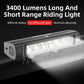 Rechargeable front bike light, dark gray body with illuminated long LED bar